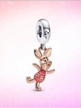 Pandora Pink and Rose Gold Piglet Dangle Charm